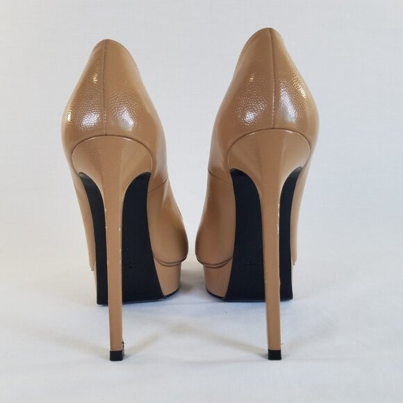 Saint Laurent Janis Platform Heels Tan SIZE 36  Dust Bags Pumps Pointed Leather - Picture 5 of 17